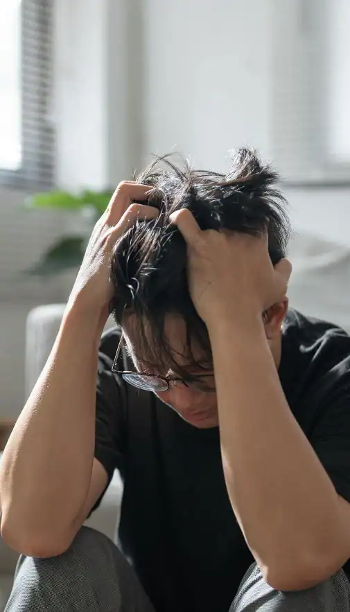 Image of upset man because of erectile dysfunction symptoms Sheffield 